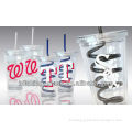 250ml lovely hard plastic cups with straws